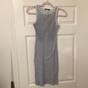 5 More Minutes Grey White Stripped Midi Dress